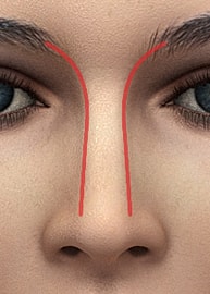 Close-up of a face with highlighted features.