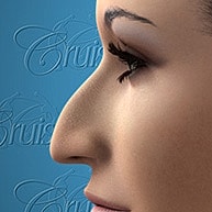 Profile view of a woman’s nose.