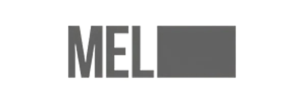 Logo design featuring the text MEL.