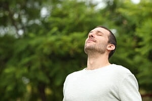 Man enjoying fresh air outdoors.