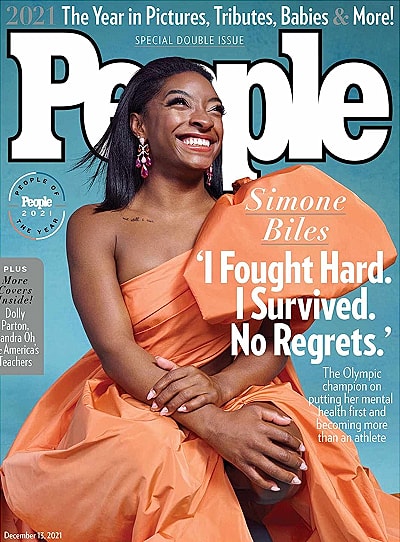 Simone Biles on People magazine cover, December 2021.