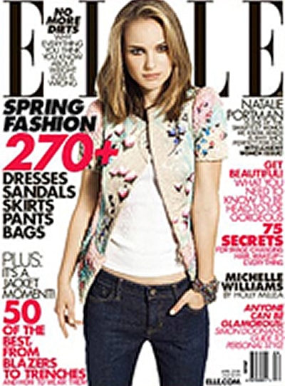 Elle magazine cover featuring Natalie Portman.